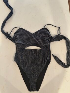 Ramy Brook Shimmery Black One-Piece Cutout Swimsuit